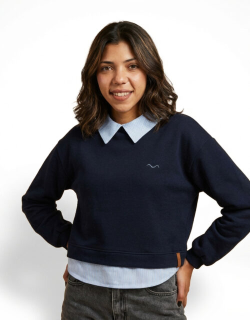 Sweat Col Chemise Marine - CHIC