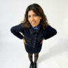 Set en jean bleu foncé femme composé de veste et jupe coupe ajustée